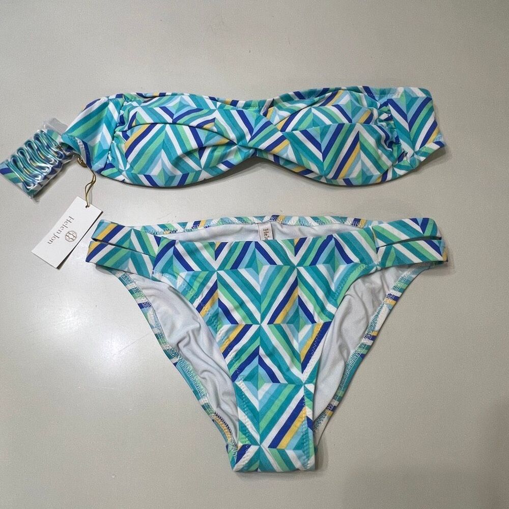 Helen Jon Women's Corsica Twist Bandeau Hipster Bikini Set Multicolor Small NWT